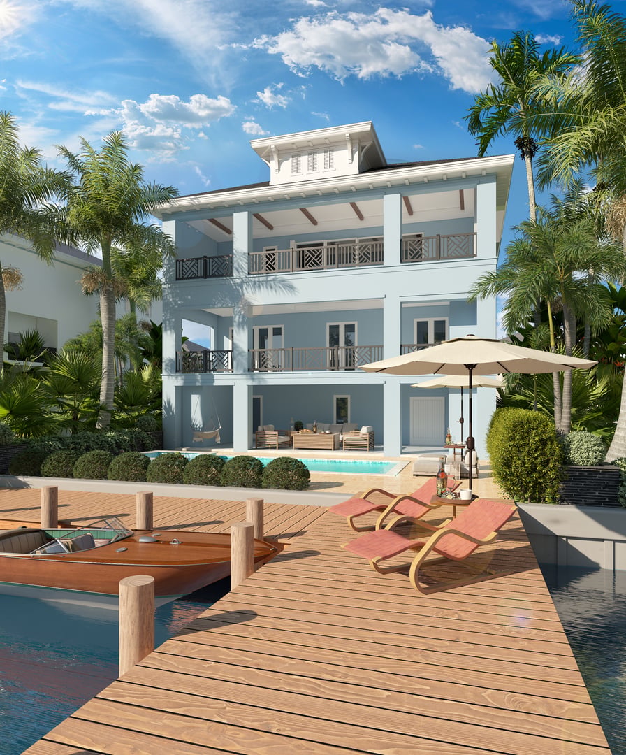 Waterfront villa rendering in Naples, Florida